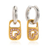 Wholesale Stainless Steel Gold Plated Geometric Heart Shape Lock Pendant Earrings For Women