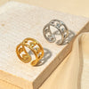 Wholesale Stainless Steel Gold Plated Heart Shape Opening Adjustable Love Ring With Natural And Geometric Style For Ladies