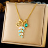 Wholesale Stainless Steel Gold Plated Leaf Pendant Chain Necklace Little Fresh Style