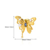 Wholesale Stainless Steel Gold Plated Letter Shaped Butterfly Brooch With Zircon And Imitation Pearl Electroplated