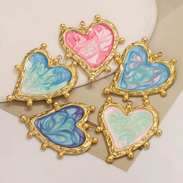Wholesale Stainless Steel Gold Plated Love Heart Pendant Necklace Diy Accessories