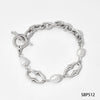 Wholesale Stainless Steel Gold Plated Necklace And Bracelet With Natural Freshwater Pearl Stitching And O Buckle Simple Geometric Style