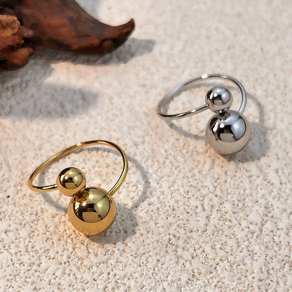 Wholesale Stainless Steel Gold Plated Spherical Heart Personality Ring