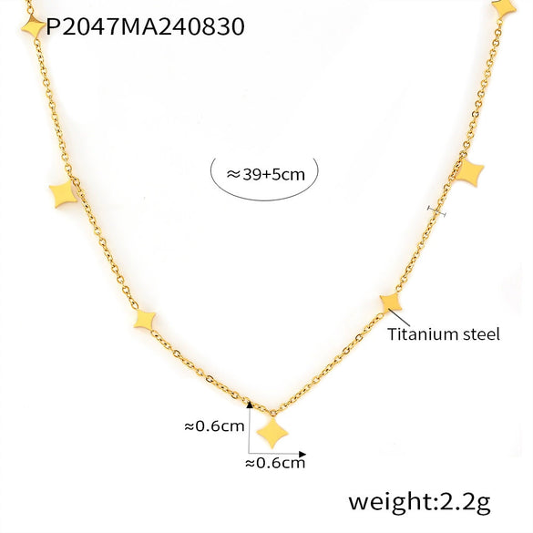 Wholesale 316L Stainless Steel Gold Plated Zircon Pendant Double Layer Necklace Women's Light Luxury Geometric Design Jewelry