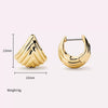 Wholesale Stainless Steel Gold Striped Fanshaped Stud Earrings Electroplated 18K Color Retention Unisex