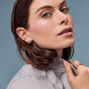 Wholesale Stainless Steel Gold Striped Fanshaped Stud Earrings Electroplated 18K Color Retention Unisex