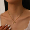 Wholesale Stainless Steel Goldplated Ball Chain Bow Clavicle Chain Necklace For Women