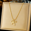 Wholesale Stainless Steel Goldplated Ball Chain Bow Clavicle Chain Necklace For Women