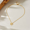 Wholesale Stainless Steel Goldplated Ball Chain Bow Clavicle Chain Necklace For Women