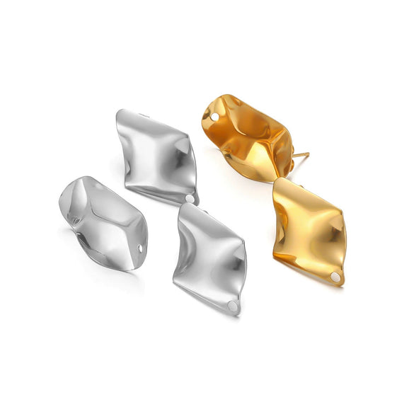 Wholesale Stainless Steel Goldplated Concave Oval Diamond Exaggerated Geometric Earrings Accessories