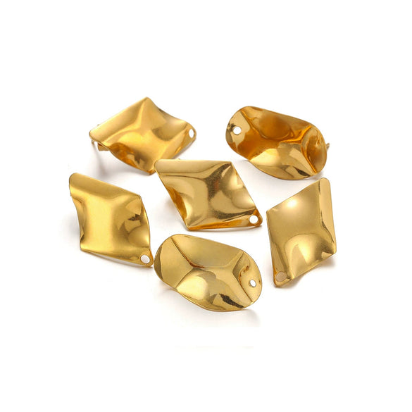 Wholesale Stainless Steel Goldplated Concave Oval Diamond Exaggerated Geometric Earrings Accessories