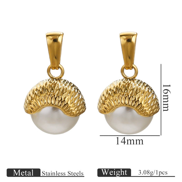 Wholesale Stainless Steel Goldplated Cshaped Imitation Pearl Pendant Jewelry