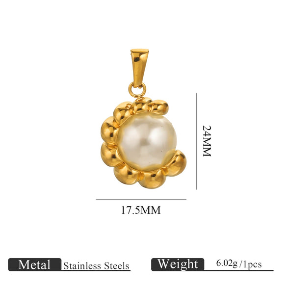 Wholesale Stainless Steel Goldplated Cshaped Imitation Pearl Pendant Jewelry