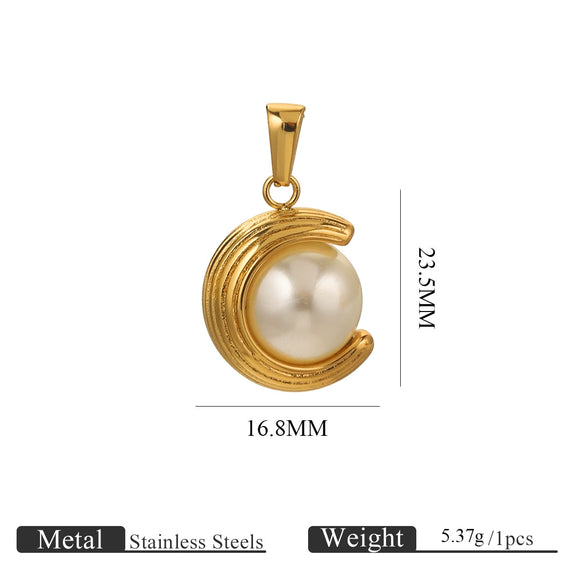 Wholesale Stainless Steel Goldplated Cshaped Imitation Pearl Pendant Jewelry