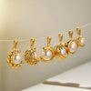 Wholesale Stainless Steel Goldplated Cshaped Imitation Pearl Pendant Jewelry