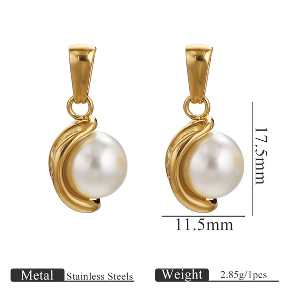 Wholesale Stainless Steel Goldplated Cshaped Imitation Pearl Pendant Jewelry