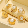 Wholesale Stainless Steel Goldplated Cshaped Imitation Pearl Pendant Jewelry