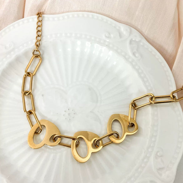 Wholesale Stainless Steel Goldplated Fashion Hollow Heart Chain Stitching Bracelet