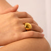Wholesale Stainless Steel Goldplated Geometric Curved Ring For Women