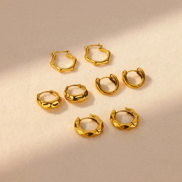 Wholesale Stainless Steel Goldplated Geometric Fashion Retro Allmatch Unisex Earrings With Electroplating