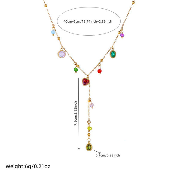 Wholesale Stainless Steel Goldplated Geometric Heart Drop Shape Pendant Necklace For Women