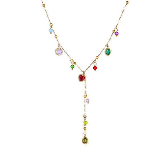 Wholesale Stainless Steel Goldplated Geometric Heart Drop Shape Pendant Necklace For Women