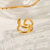 Wholesale Stainless Steel Goldplated Geometric Hollow Open Ring For Women With Knot And Cross Design