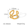 Wholesale Stainless Steel Goldplated Geometric Hollow Open Ring For Women With Knot And Cross Design