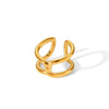 Wholesale Stainless Steel Goldplated Geometric Hollow Open Ring For Women With Knot And Cross Design