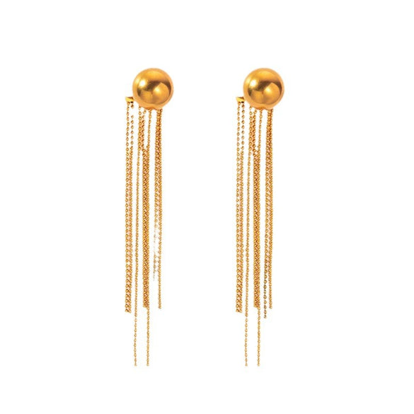 Wholesale Stainless Steel Goldplated Geometric Long Tassel Earrings For Women Fashion Style