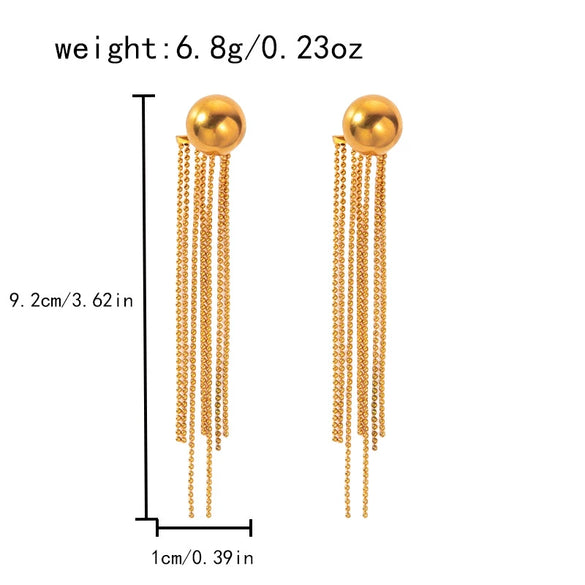 Wholesale Stainless Steel Goldplated Geometric Long Tassel Earrings For Women Fashion Style