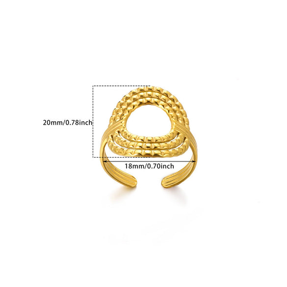 Wholesale Stainless Steel Goldplated Geometric Multilayer Hollow Carved Women's Finger Ring
