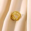 Wholesale Stainless Steel Goldplated Geometric Multilayer Hollow Carved Women's Finger Ring