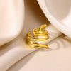 Wholesale Stainless Steel Goldplated Geometric Multilayer Hollow Carved Women's Finger Ring