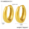 Wholesale Stainless Steel Goldplated Geometric Oval Women's Ring Earrings