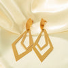 Wholesale Stainless Steel Goldplated Geometric Rhombus Hollow Doublelayer Women's Earrings