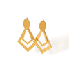 Wholesale Stainless Steel Goldplated Geometric Rhombus Hollow Doublelayer Women's Earrings