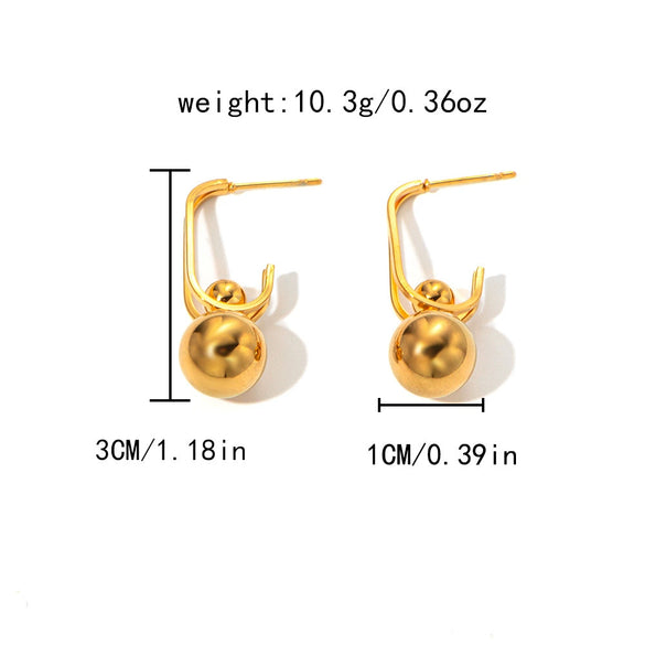 Wholesale Stainless Steel Goldplated Geometric Square Ball Gourd Shape Earrings For Women
