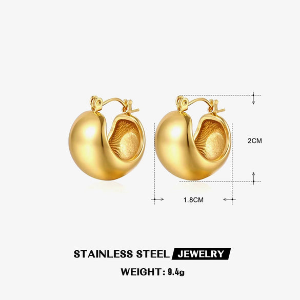 Wholesale Stainless Steel Goldplated Geometric Wide Hoop Earrings For Women