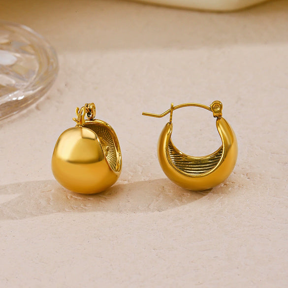 Wholesale Stainless Steel Goldplated Geometric Wide Hoop Earrings For Women