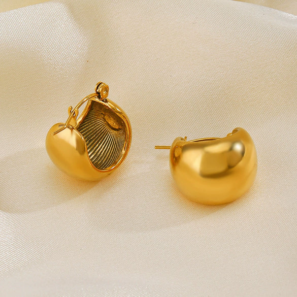 Wholesale Stainless Steel Goldplated Geometric Wide Hoop Earrings For Women