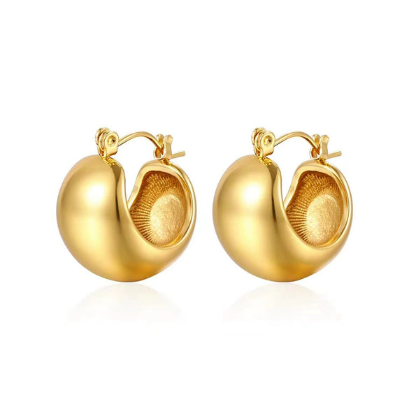 Wholesale Stainless Steel Goldplated Geometric Wide Hoop Earrings For Women