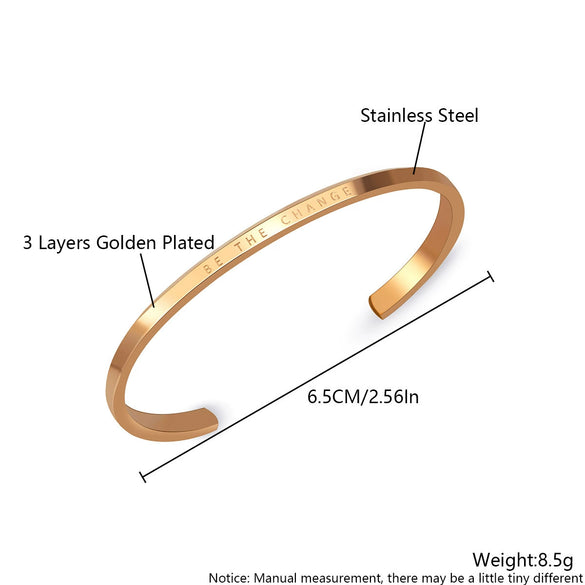 Wholesale Stainless Steel Goldplated Glossy Letter Cshaped Opening Personality Geometric Electroplated Bracelet For Girlfriends And Couples