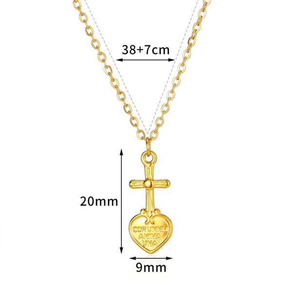 Wholesale Stainless Steel Goldplated Heartshaped Cross Pendant Necklace For Men And Women