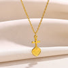 Wholesale Stainless Steel Goldplated Heartshaped Cross Pendant Necklace For Men And Women