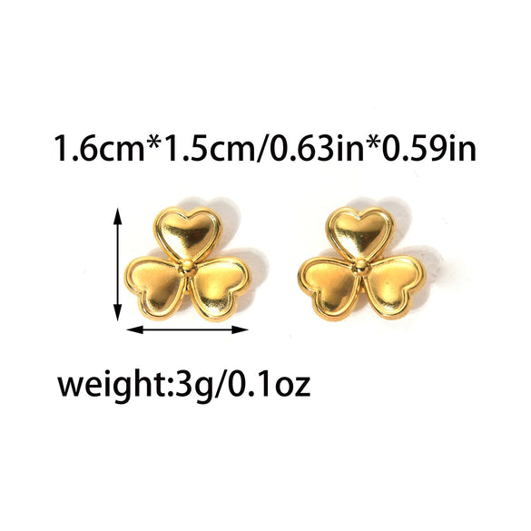 Wholesale Stainless Steel Goldplated Heartshaped Flower Earrings