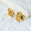 Wholesale Stainless Steel Goldplated Heartshaped Flower Earrings