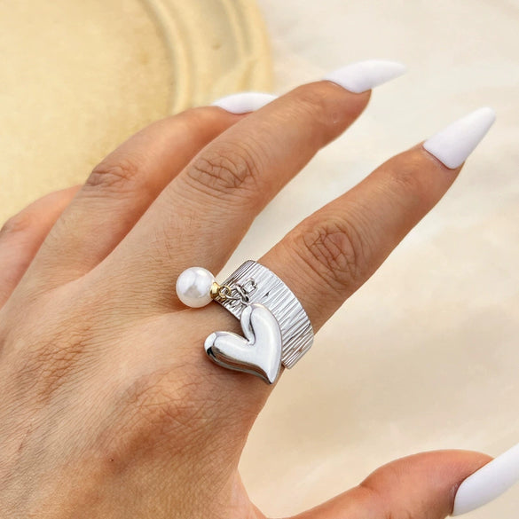 Wholesale Stainless Steel Goldplated Heartshaped Ring Jewelry