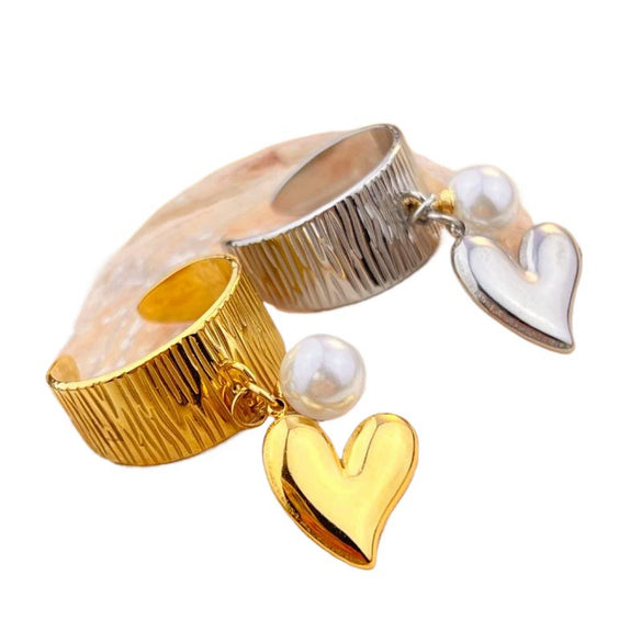 Wholesale Stainless Steel Goldplated Heartshaped Ring Jewelry