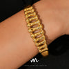Wholesale 316L Stainless Steel Goldplated Hollow Bracelet With Fishbone Pattern And Geometric Style